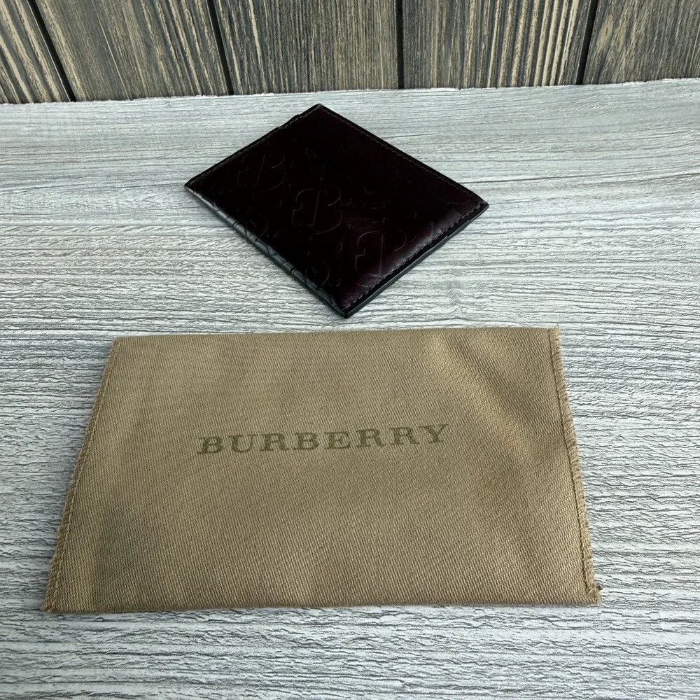 Burberry Sandon TB Monogram Calf Leather Card Holder Burgundy NWT Dust Bag